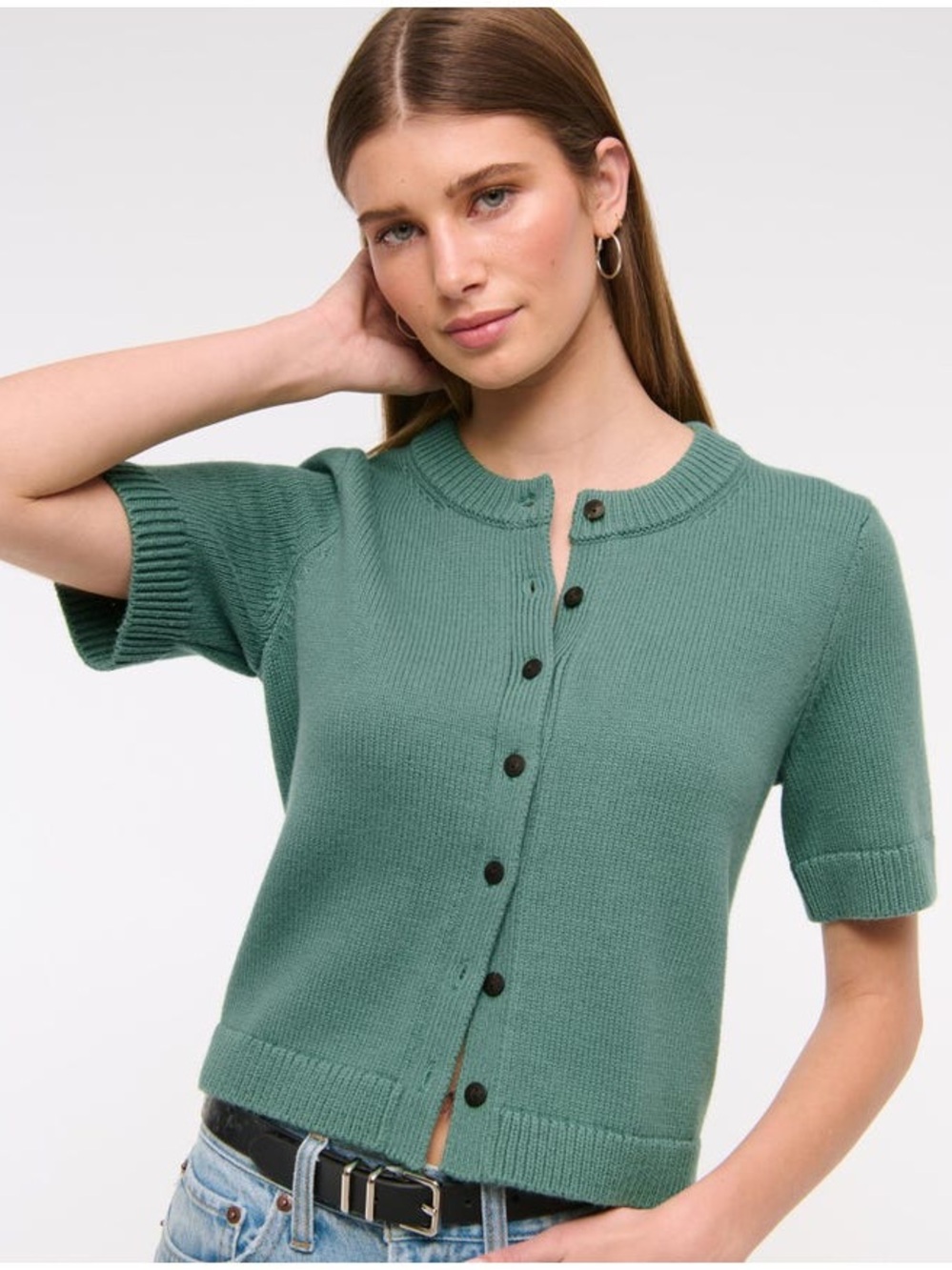 Abercrombie & Fitch Short-Sleeve Crew Cardigan